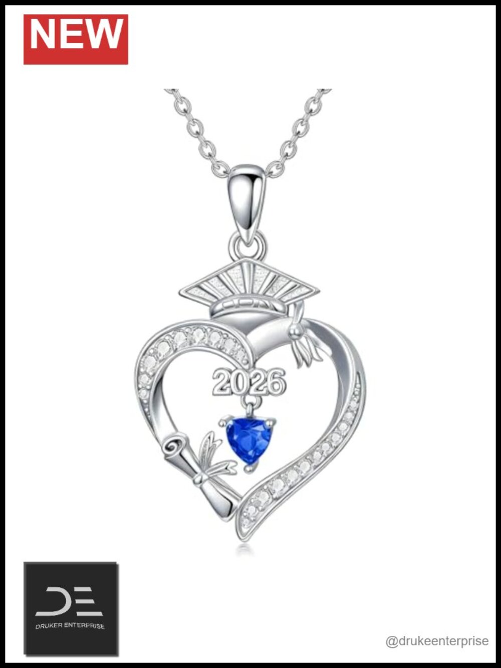 925 Sterling Silver Graduation Pendant Necklace Inspiring Grad Gift